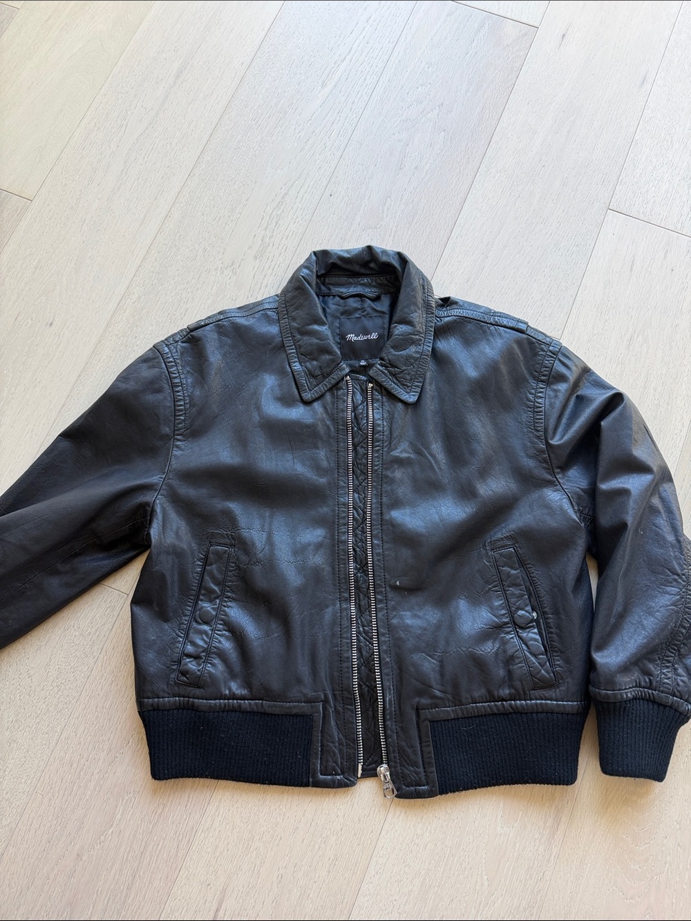 Madewell Black Leather Flight Jacket